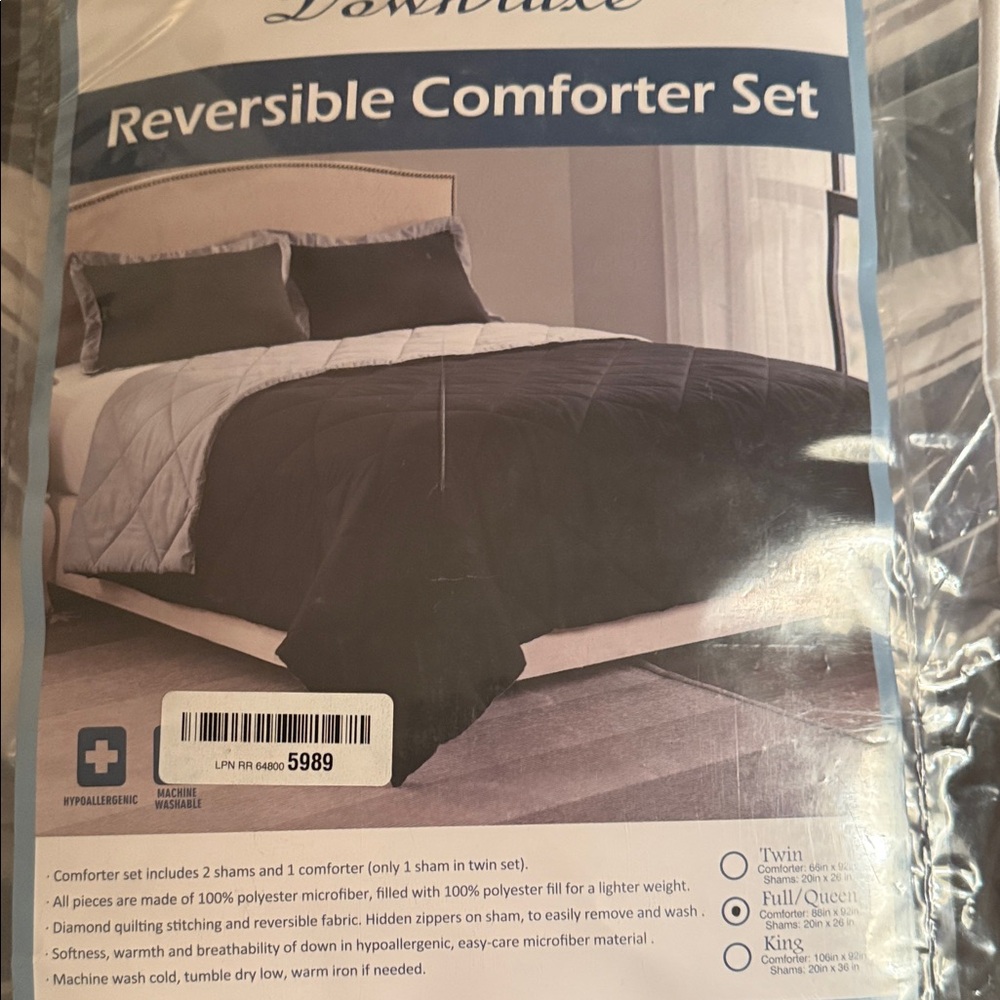 Black and Gray  with gold tones Comforter Set